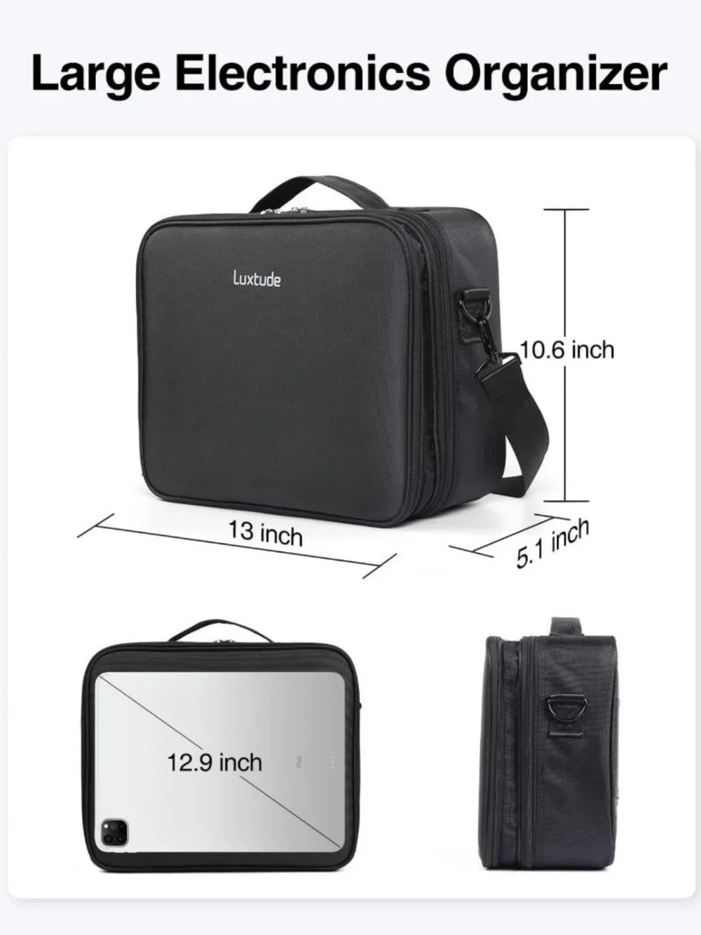Large Double Layer Electronic Organizer Travel Case - Tech Accessories Bag